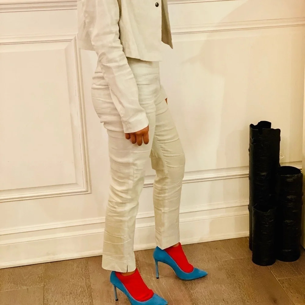 Stone grey jacket and Capri pant set